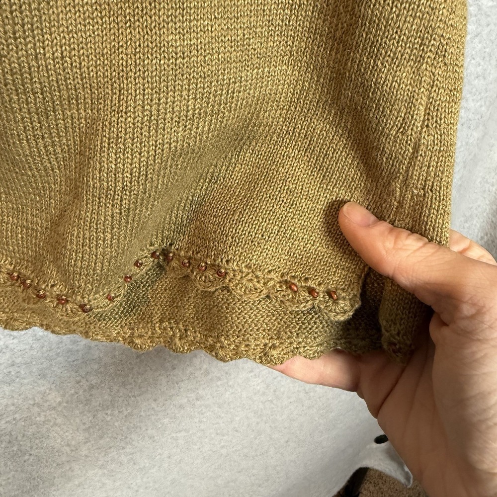Marisa Christian Tank Top Womens XL Vintage Olive Green Beaded Knit - Picture 3 of 7